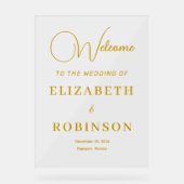 カスタムエレガントモダン金ゴールド結婚スクリプトの開始 アクリルサイン (正面)