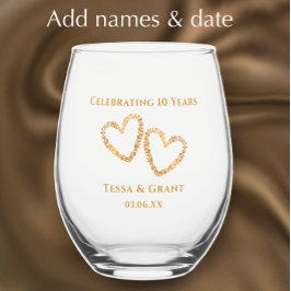 カスタムエレガントモダン10結婚周年 ステムなしワイングラス