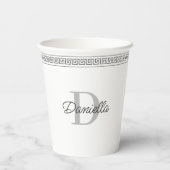 カスタムエレガントモノグラムのギリシャパーティー 紙コップ (裏面)