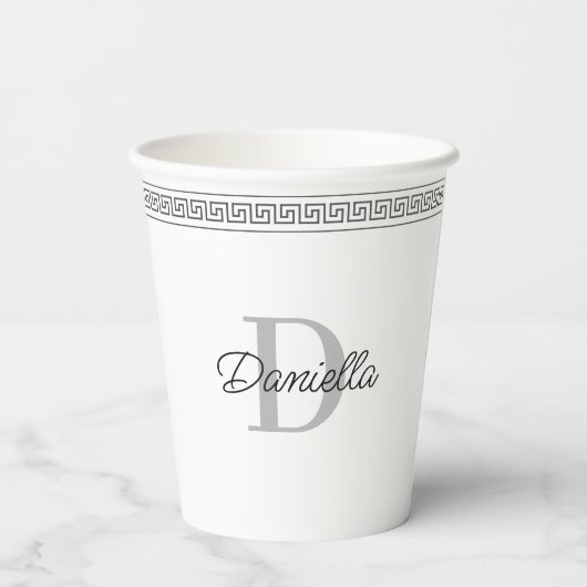 カスタムエレガントモノグラムのギリシャパーティー 紙コップ (裏面)