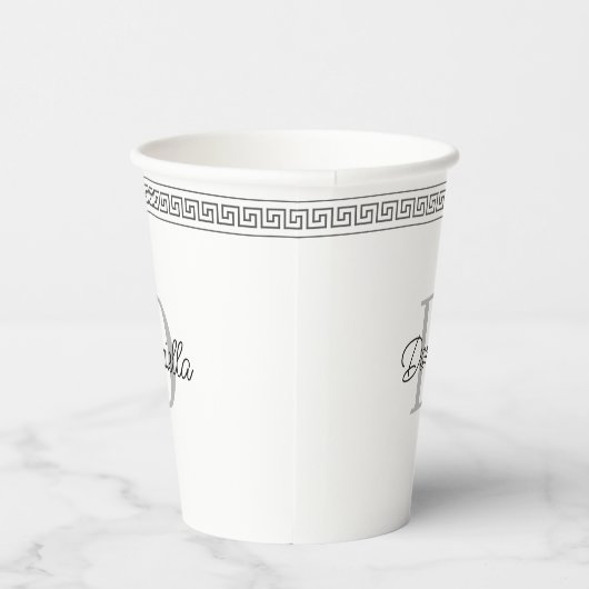 カスタムエレガントモノグラムのギリシャパーティー 紙コップ (右)