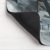 カスタムエレガントモノグラムブルーグレーブラックマーブル マウスパッド (コーナー)