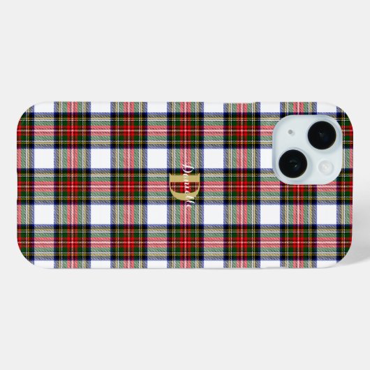 カスタムエレガントモノグラム名クリスマスプレイド Case-Mate iPhoneケース (裏面 (横))