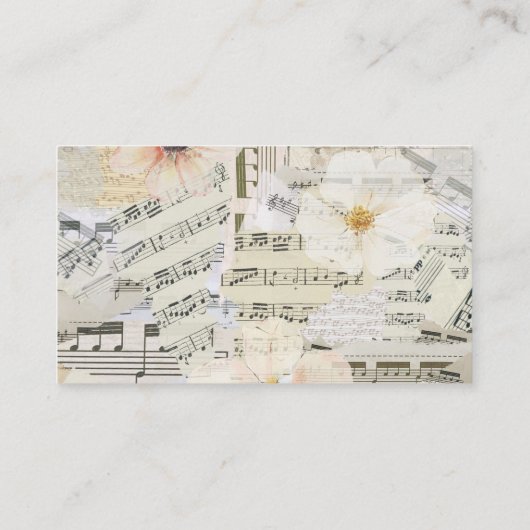 カスタムエレガントモノグラム音楽先生フローラブシン 名刺 (裏面)