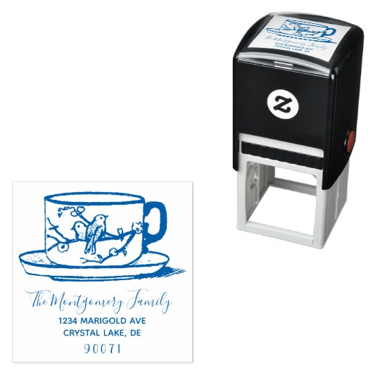 カスタムエレガントロゴTeacupファミリ差出人住所 セルフインキングスタンプ (インサイチュ)