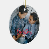 カスタムエレガント両面ファミリフォト セラミックオーナメント (右)