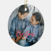 カスタムエレガント両面ファミリフォト セラミックオーナメント (左)