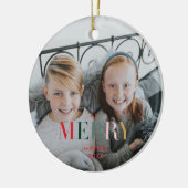 カスタムエレガント両面ファミリフォト セラミックオーナメント (左)