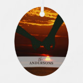 カスタムエレガント両面ファミリー2写真クリスマス メタルオーナメント (正面)