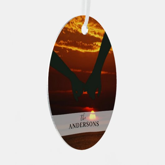 カスタムエレガント両面ファミリー2写真クリスマス メタルオーナメント (正面右)