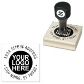 カスタムエレガント丸ビジネスロゴ差出人住所 ラバースタンプ (押印)