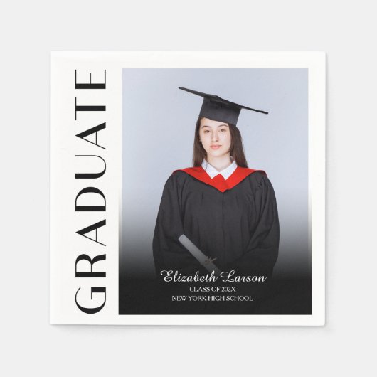 カスタムエレガント写真モダンシニア卒業部 スタンダードカクテルナプキン (正面)