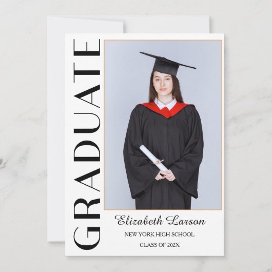 カスタムエレガント写真モダン卒業 招待状 (正面)