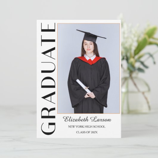 カスタムエレガント写真モダン卒業 招待状 (スタンド正面)