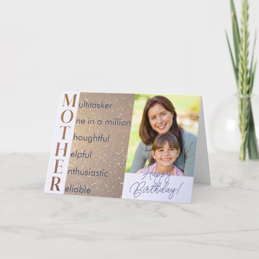 カスタムエレガント写真曲芸詩マザー誕生日 カード (正面)