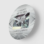 カスタムエレガント写真第60回結婚記念ギフト ラウンド壁時計 (傾斜)