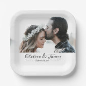 カスタムエレガント写真結婚書名 ペーパープレート (正面)