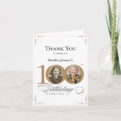 カスタムエレガント写真100誕生日 サンキューカード (正面)