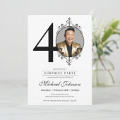 カスタムエレガント写真40歳の誕生日の驚きパーティー 招待状 (スタンド正面)