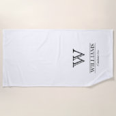 カスタムエレガント分類モノグラム姓 ビーチタオル (正面)