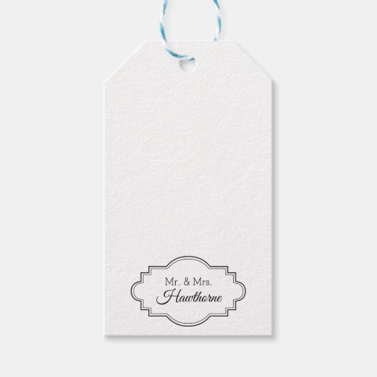 カスタムエレガント夫婦ミセス結婚のイニシャル ギフトタグ (正面)