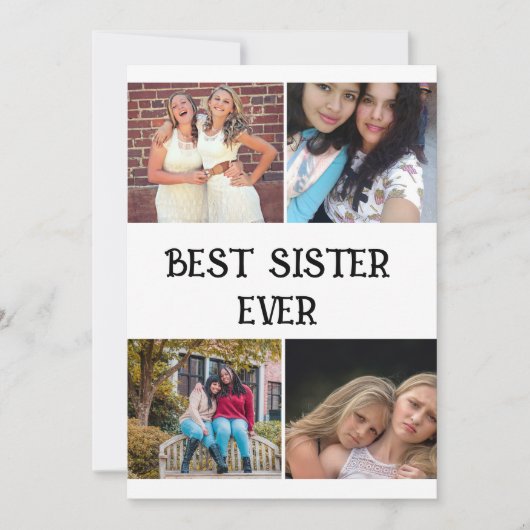 カスタムエレガント姉妹4写真コラージュ サンキューカード (正面)