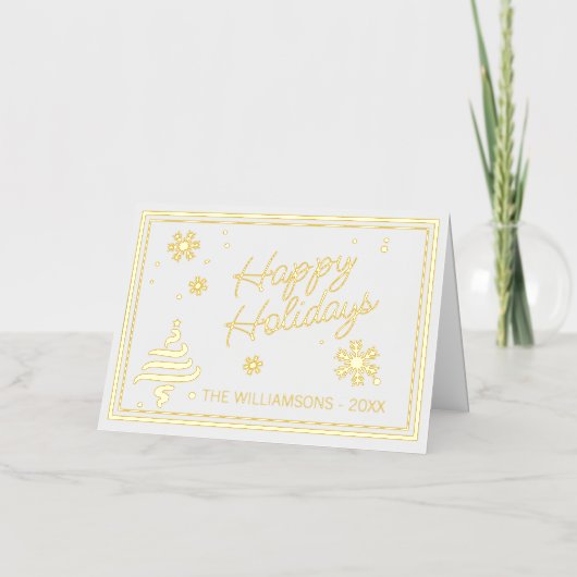 カスタムエレガント季節のごあいさつデザイン金ゴールド 箔シーズンカード (正面)