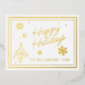 カスタムエレガント季節のごあいさつデザイン金ゴールド 箔シーズンポストカード (正面)