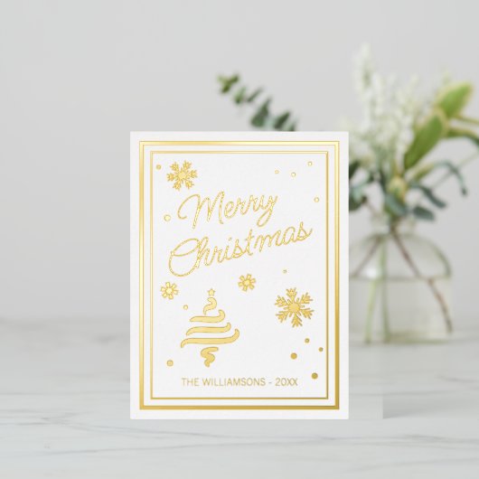 カスタムエレガント季節のごあいさつデザイン 箔シーズンポストカード (立ち正面)