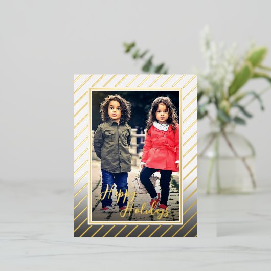 カスタムエレガント季節のごあいさつデザイン 箔シーズンポストカード (立ち正面)