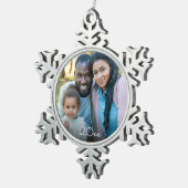 カスタムエレガント家族の写真ヴィンテージクリスマス スノーフレークピューターオーナメント (右)