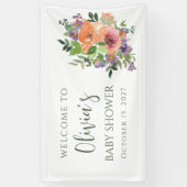 カスタムエレガント桃の水の色のフローラ赤ちゃんシャワー 横断幕 (縦)