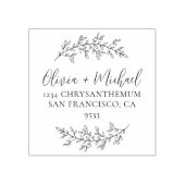 カスタムエレガント植物性結婚差出人住所 ラバースタンプ (インプリント)