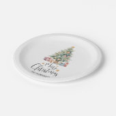 カスタムエレガント水の色クリスマスツリー ペーパープレート (アングル)