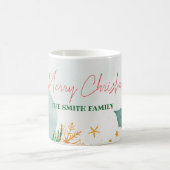 カスタムエレガント水の色メリークリスマス コーヒーマグカップ (中央)