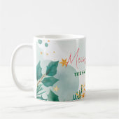 カスタムエレガント水の色メリークリスマス コーヒーマグカップ (左)