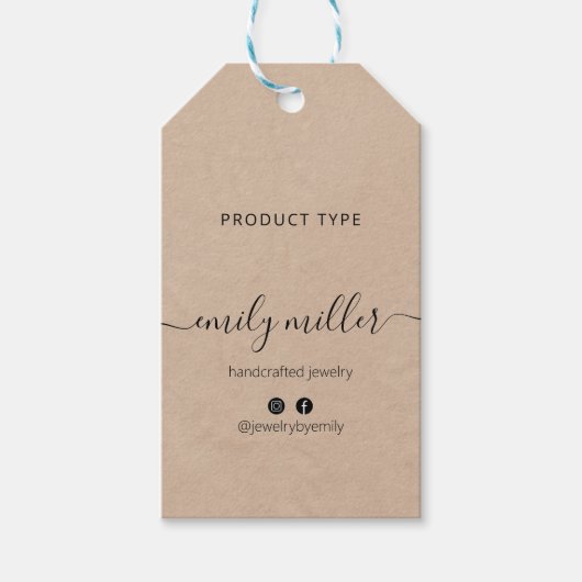 カスタムエレガント素朴書の台本のつるラベル ギフトタグ (正面)