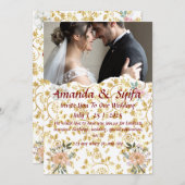 カスタムエレガント結婚式招待状カード シーズンカード (正面/裏面)