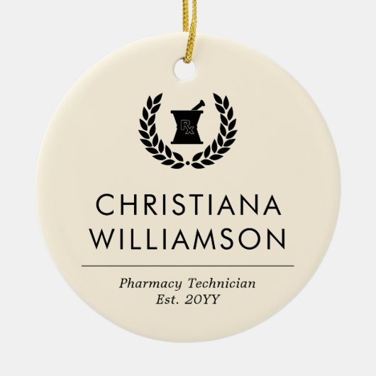 カスタムエレガント薬局技術職員 セラミックオーナメント (正面)