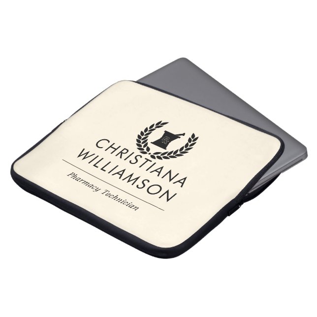 カスタムエレガント薬局技術職員 ラップトップスリーブ (正面上部)