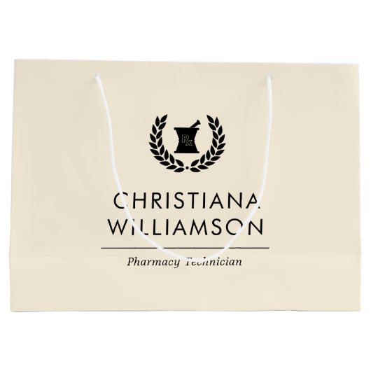 カスタムエレガント薬局技術職員 ラージペーパーバッグ (裏面)