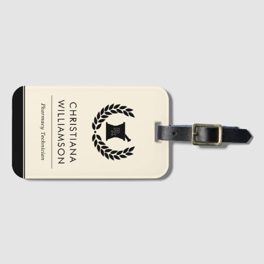 カスタムエレガント薬薬局技術職員ギフト ラゲッジタグ (正面横)