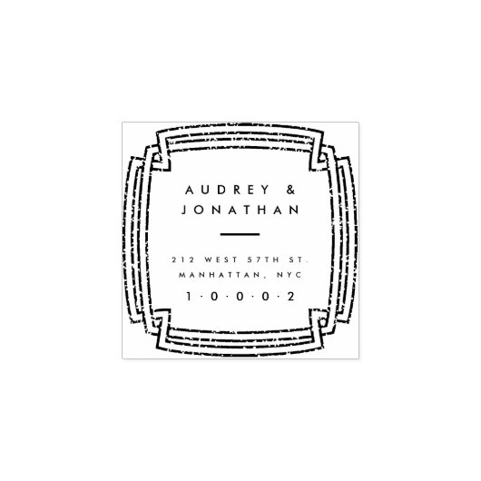 カスタムエレガント角フレ結婚ーム差出人住所 ラバースタンプ (インプリント)