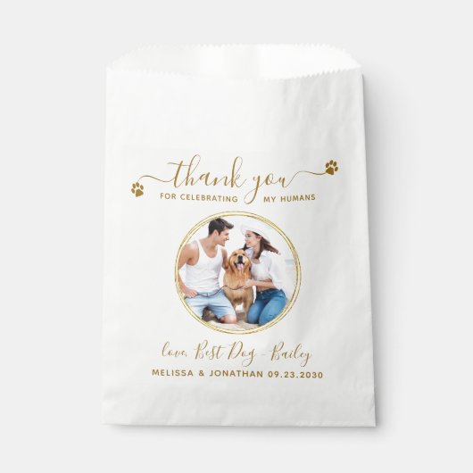 カスタムエレガント金ゴールドありがとうありがとうPhoto Pet 結婚's フェイバーバッグ (正面)
