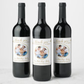 カスタムエレガント金ゴールドありがとうありがとうPhoto Pet 結婚's ワインラベル (ボトル)