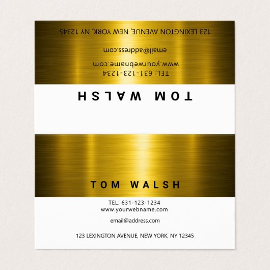 カスタムエレガント金ゴールドと白デザイン 名刺 (外部フラット)