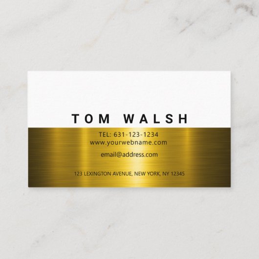 カスタムエレガント金ゴールドと白デザイン 名刺 (裏面)
