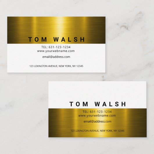 カスタムエレガント金ゴールドと白デザイン 名刺 (正面/裏面)