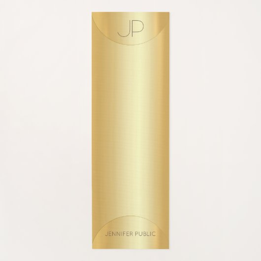 カスタムエレガント金ゴールドモノグラムトレンディーフィットネス ヨガマット (正面)