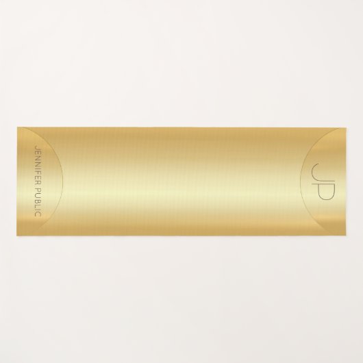 カスタムエレガント金ゴールドモノグラムトレンディーフィットネス ヨガマット (正面(横))